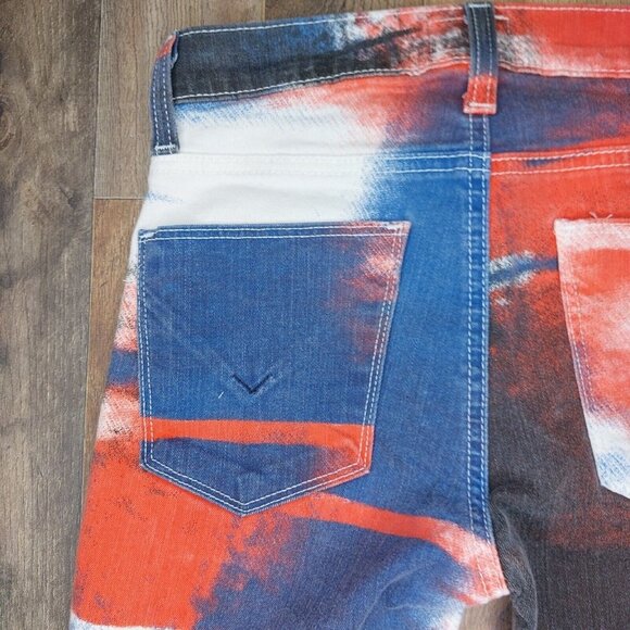 HUDSON Junior Women 24 “Nico” Mid-Rise Super Skinny Jegging Jeans Red White Blue - Picture 14 of 16